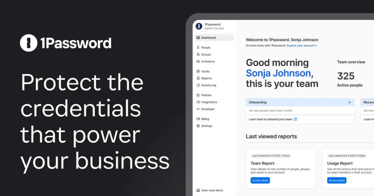 1Password Password Management Dashboard Homepage Screenshot 2026