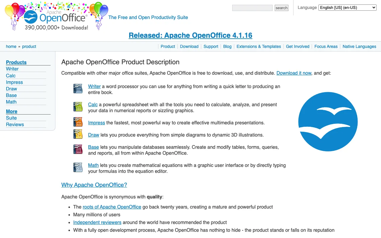 Apache OpenOffice Writer product screenshot