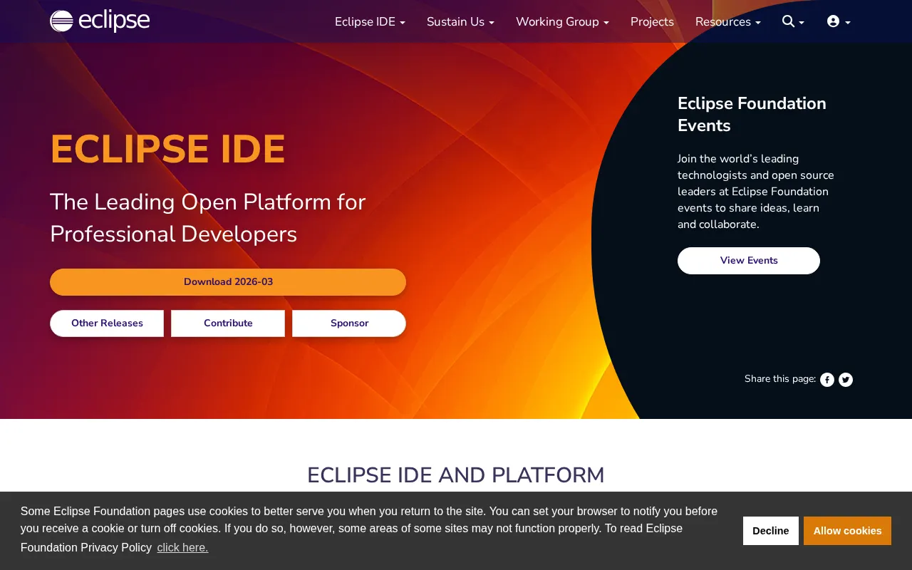 Eclipse IDE Code Editing Environment Screenshot 2026