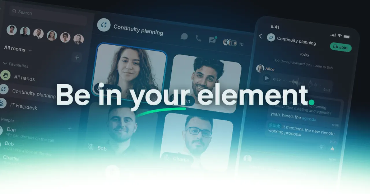 Element Collaboration Interface Homepage Screenshot 2026