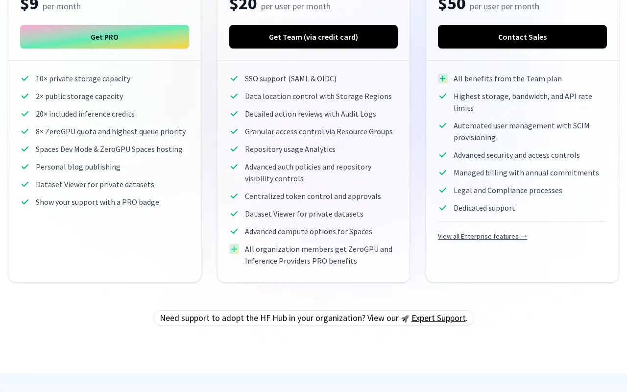 HuggingChat Pricing Screenshot 2026