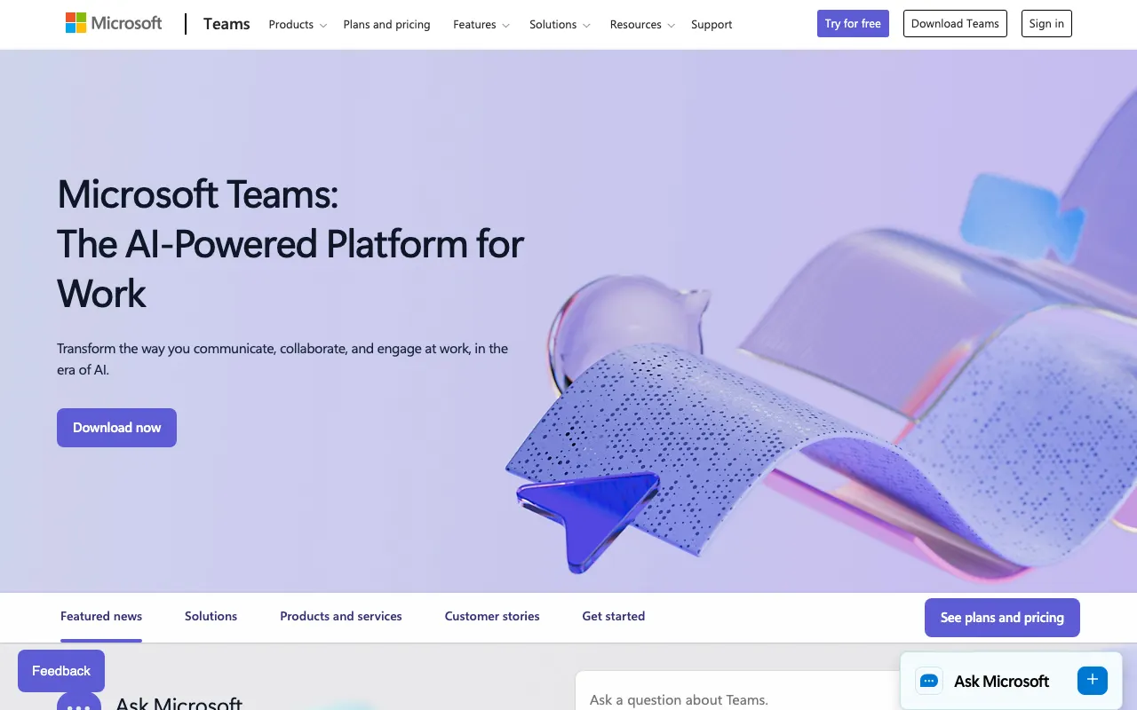 Microsoft Teams Collaboration Interface Homepage Screenshot 2026