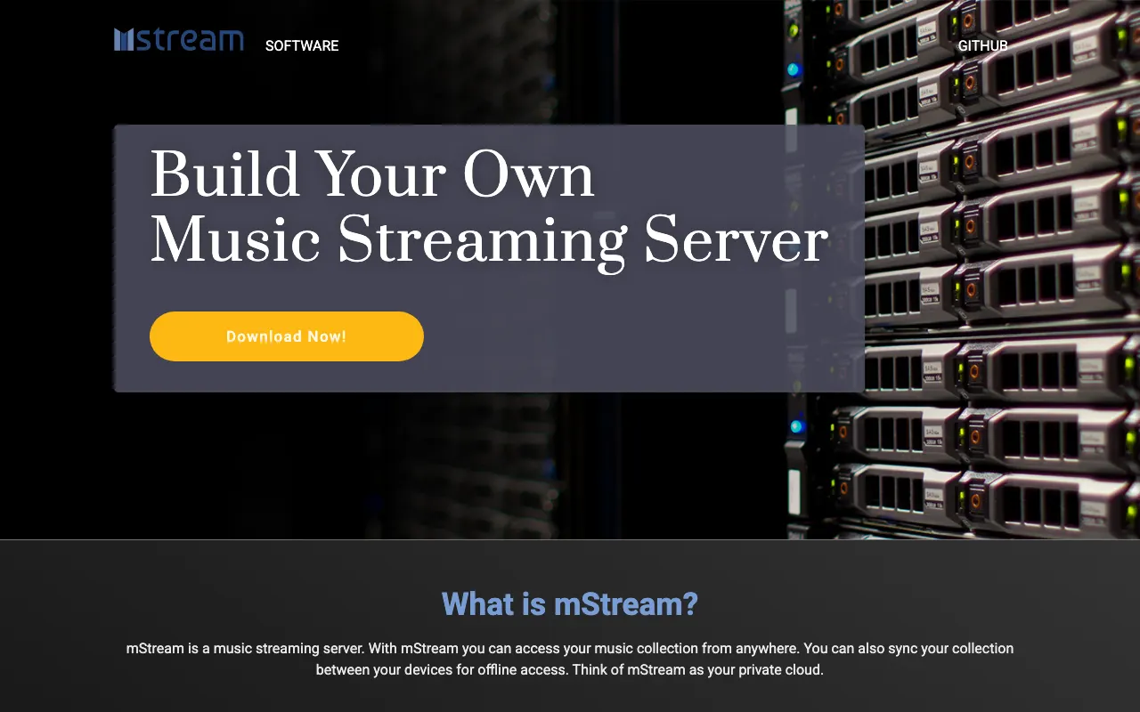 mStream homepage screenshot