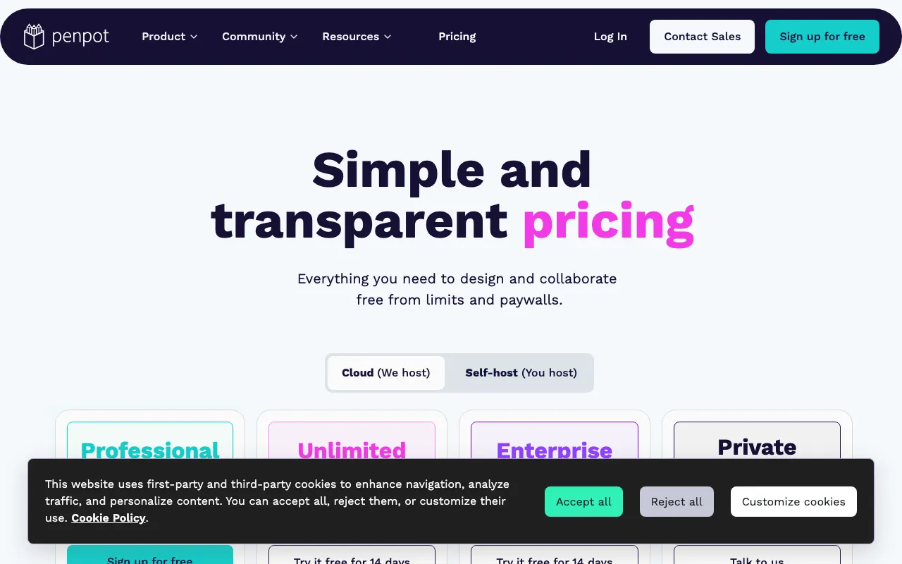 Penpot Pricing Screenshot 2026