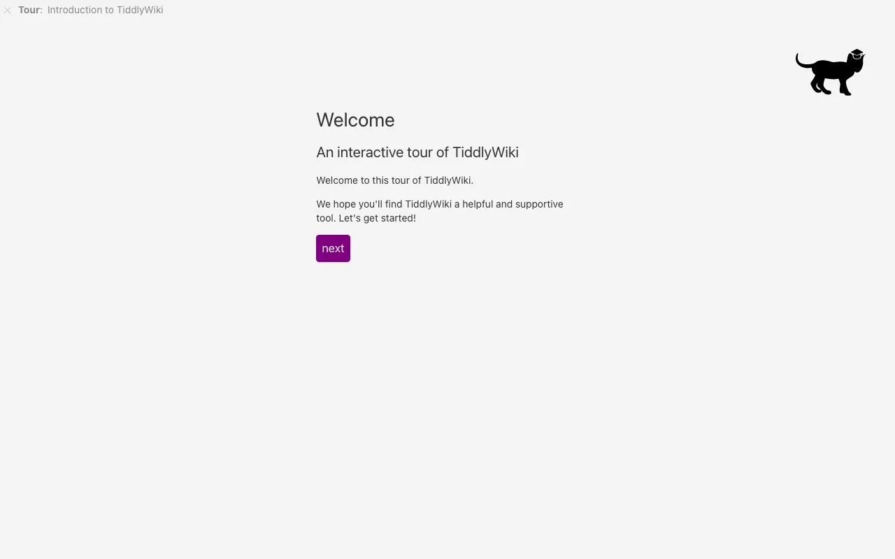TiddlyWiki tour screenshot