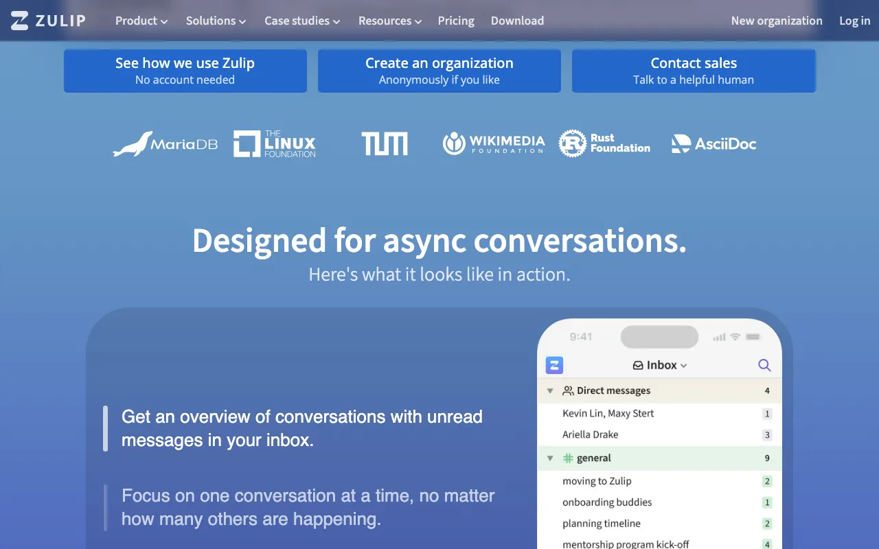 Zulip Chat messaging interface for team collaboration 2026