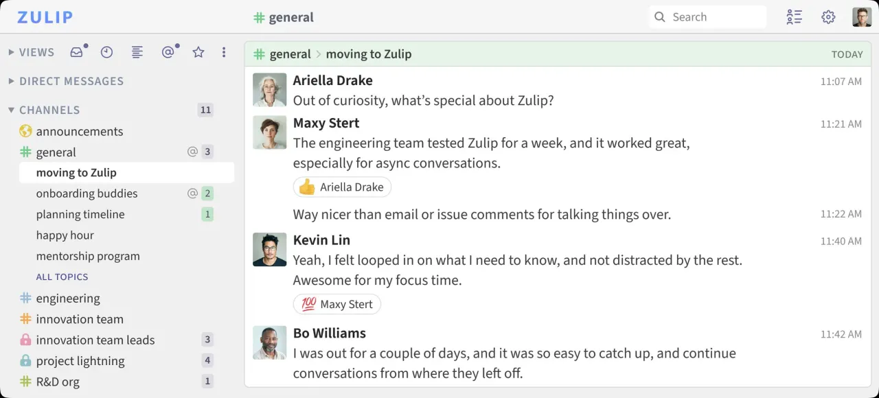 Zulip Stream integration features overview screenshot 2026